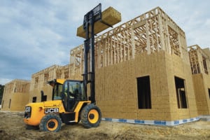 JCB rough terrain forklift on a building site