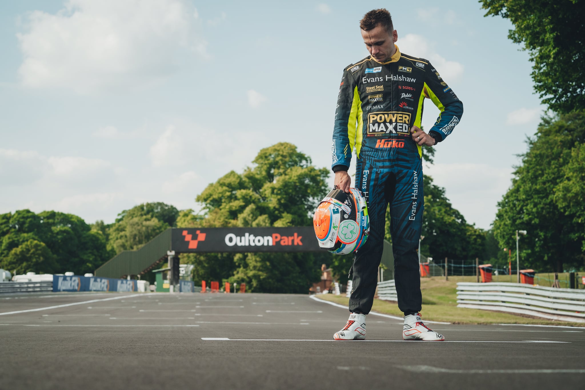 Taylor-Smith in his racing gear at Oulton Park
