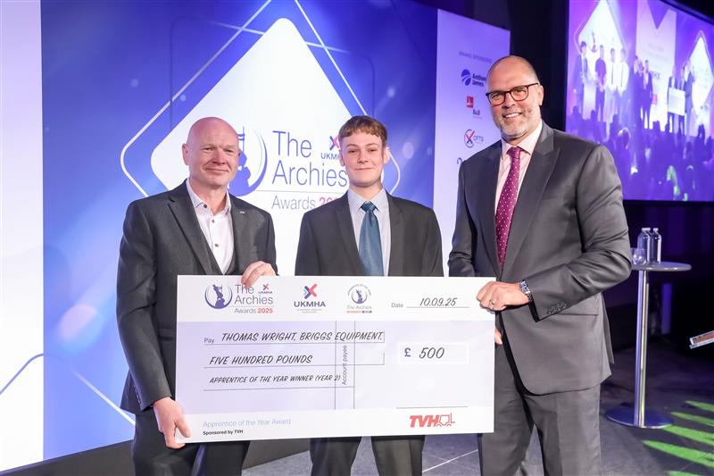 Tom Wright wins the award for Apprentice of the Year at the UKMHA The Archies Awards 2025.